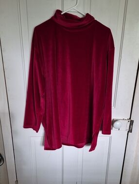 Lane Bryant Velvet Mock Neck Top in Deep Berry